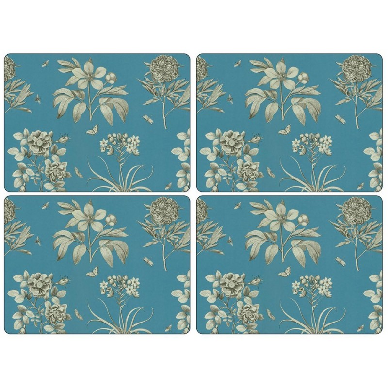 Pimpernel Floral Placemats Etchings and Roses Blue