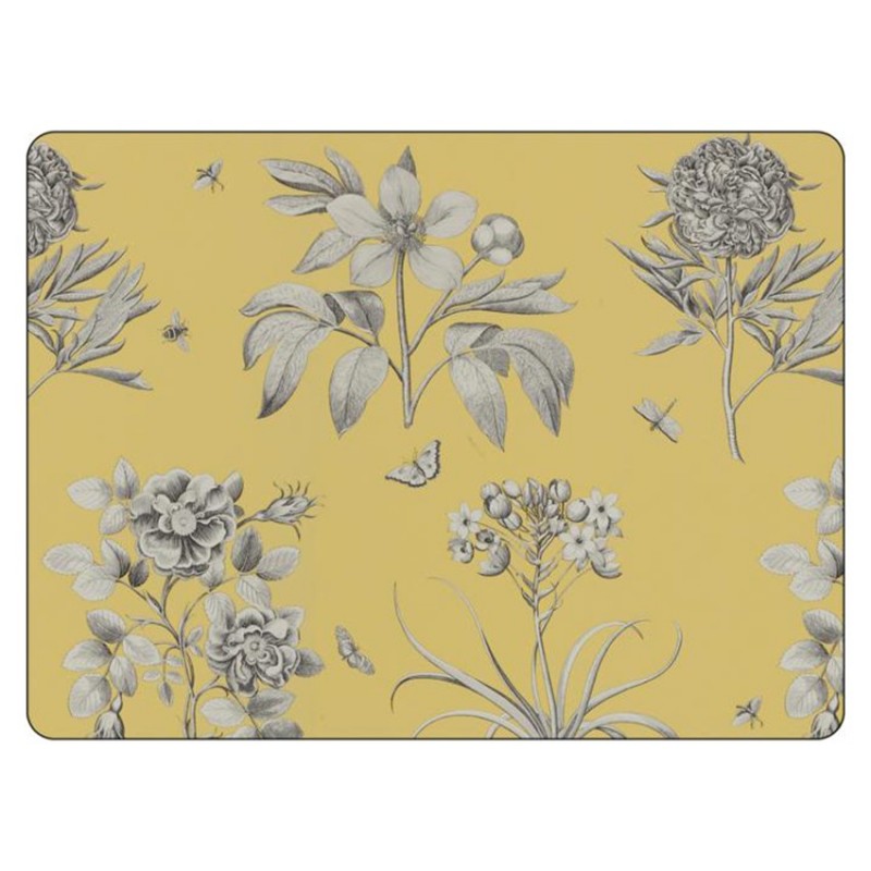 Etchings and Roses Yellow Pimpernel Placemats Floral