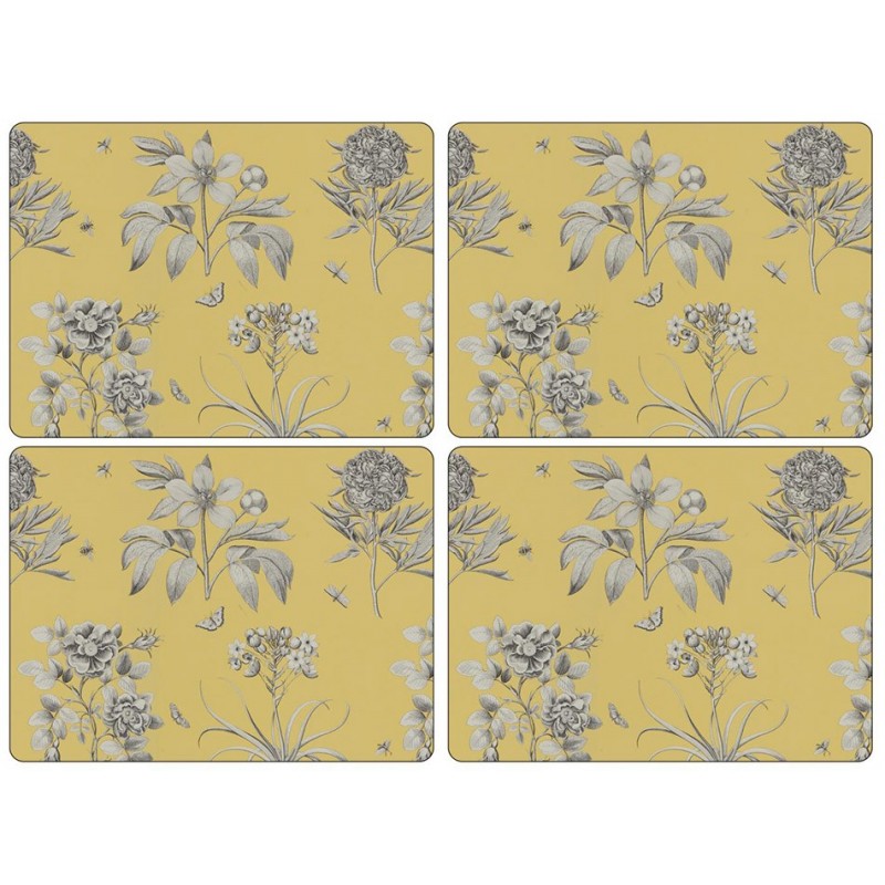 Etchings and Roses Yellow Pimpernel Placemats Floral