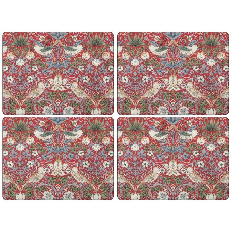 Morris Placemats Strawberry Thief Red, Pimpernel