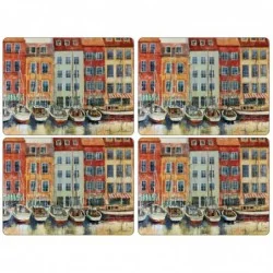 Pimpernel Boat Scene Placemats Set of 4 Cork Backed