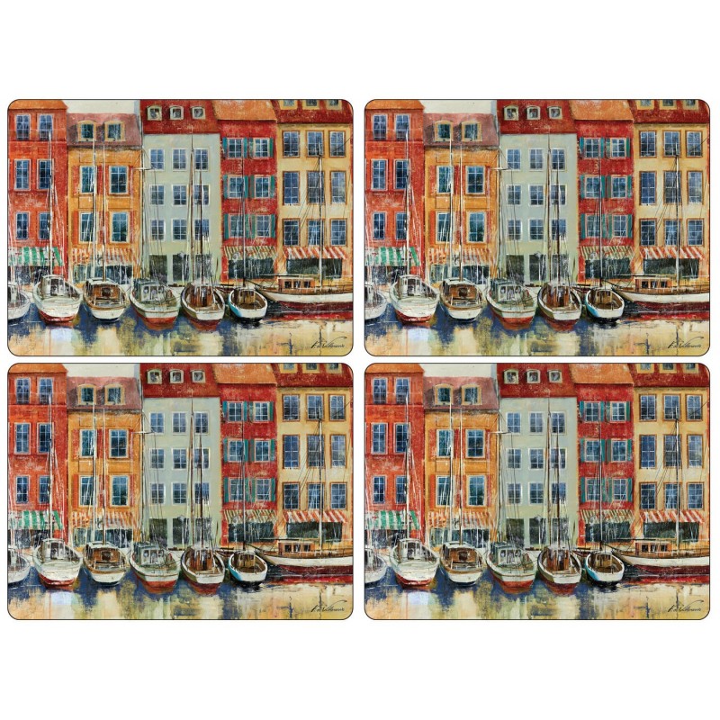 Pimpernel Boat Scene Placemats, Set of 4 Cork Backed