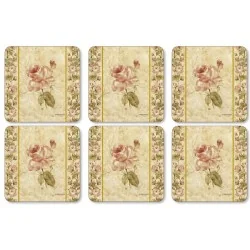 Pimpernel Coasters Antique Rose Linen set of six