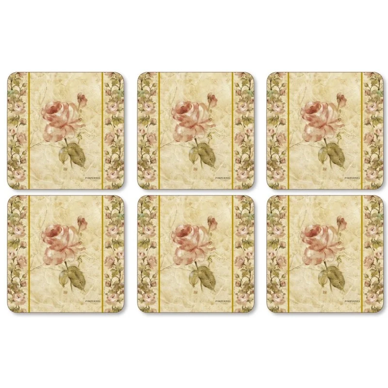 Pimpernel Coasters Antique Rose Linen set of six