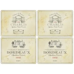 Wine Label Pimpernel Vin de France set of 4 Placemats cream color