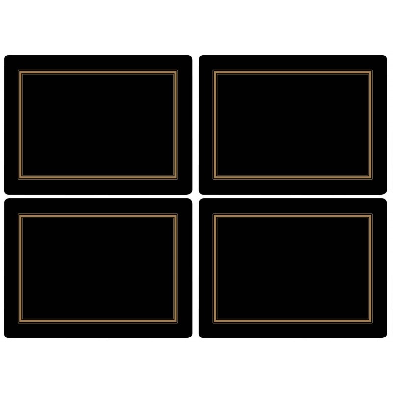 Pimpernel Placemats Classic Black, Cork Backed, Elegant