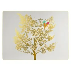 White background with gold outline Chelsea by Sara Miller placemats