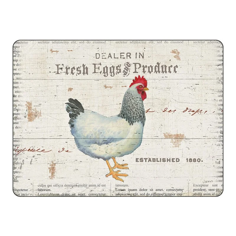 Pimpernel On The Farm placemats, vintage red crested hen design Pimpernel On The Farm placemats, vintage red crested hen design