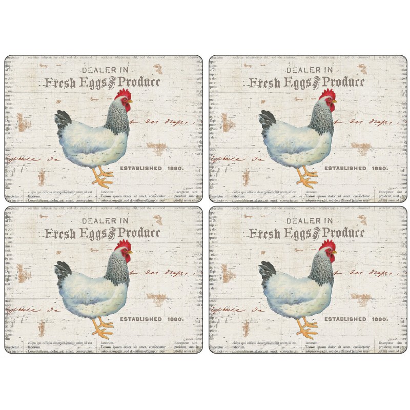 Hen Design Pimpernel On The Farm Placemats, Hardboard