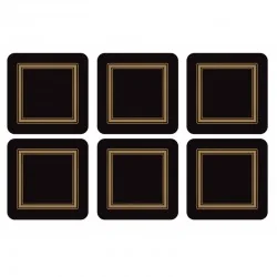 Black Classic Coasters by Pimpernel all 6