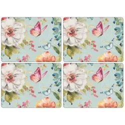 Pastel colored Colorful Breeze placemats with flowers and butterflies set of four