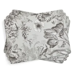 Pimpernel Vintage Garden placemats fanned view of monochrome design