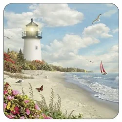 Pimpernel Coasters Rays of Hope lighthouse at seashore