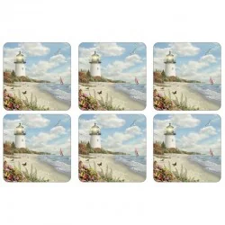 Pimpernel Coasters Rays of Hope lighthouse scene all 6