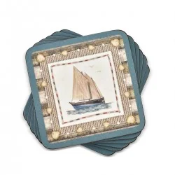 Stacked view of Pimpernel sailing ship coasters, Coastal Breeze design