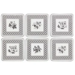Heritage by Pimpernel drinks coasters in black and white vintage style with flowers