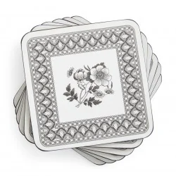 Heritage by Pimpernel drinks coasters in black and white vintage style with flowers fanned out view
