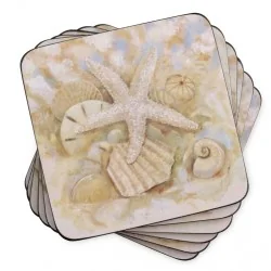 Beach Prize coasters by Pimpernel fanned out view of sea shore themed designs Beach Prize coasters by Pimpernel fanned out view of sea shore themed designs