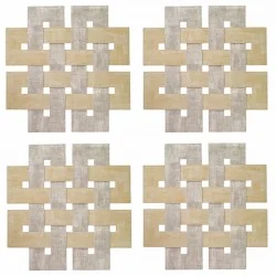 Bodrum Linens placemats, square Celtic range in the Gold-Birch color design made from vinyl, set of 4. Bodrum Linens placemats, square Celtic range in the Gold-Birch color design made from vinyl, set of 4.