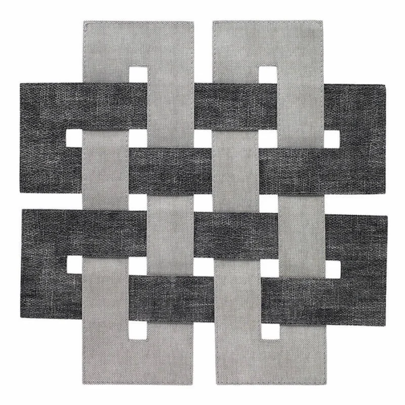 Bodrum placemats, square Celtic range in the Smoke-Gray black color made from vinyl. Bodrum placemats, square Celtic range in the Smoke-Gray black color made from vinyl.