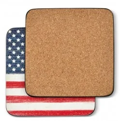Reverse cork backed view of American Flag coaster by Pimpernel