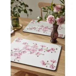 Pink Blossom floral place mats by Pimpernel on table setting