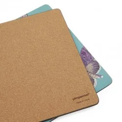Reverse view of cork backed Botanic Garden Flora & Fauna light pattern place mats by Pimpernel