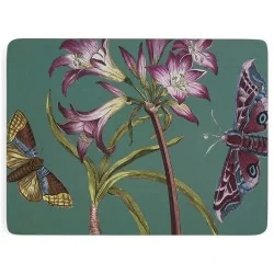 Botanic Garden Flora & Fauna pattern place mats by Pimpernel dark green tablemat
