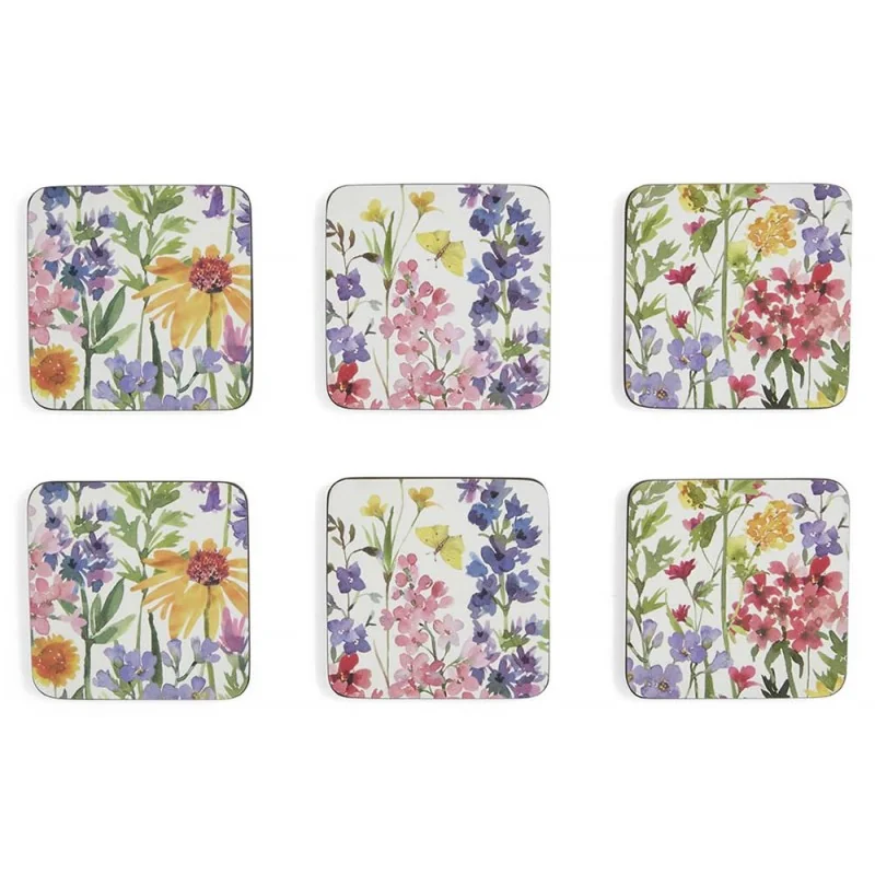 Wildflowers drinks coaster set by Pimpernel, assorted floral design