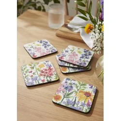 Table setting with Wildflowers drinks coaster set by Pimpernel, assorted floral design