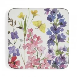 Wildflowers drinks coaster set by Pimpernel, assorted floral design, single image