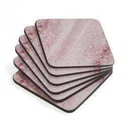 Stacked view of Pimpernel Minerals Rose Quartz coaster set