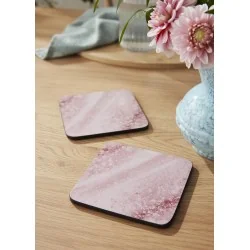 Pimpernel Minerals Rose Quartz coasters on dining table