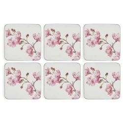 Pink Blossom flower coaster set by Pimpernel all 6