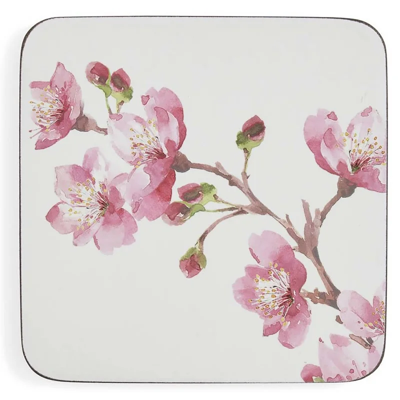 Pink Blossom flower coaster set by Pimpernel