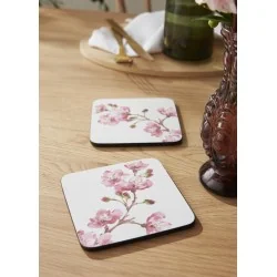Pink Blossom flower coasters on table by Pimpernel