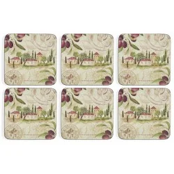 Italian farmhouse Olive Orchard drinks coaster set by Pimpernel all 6 coasters