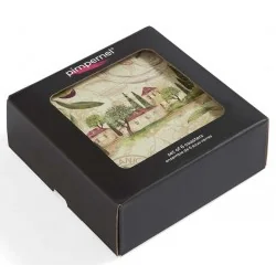 Gift boxed Italian farmhouse Olive Orchard drinks coasters by Pimpernel