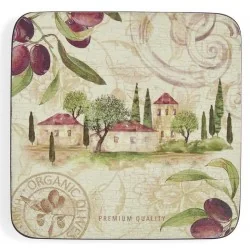 Italian farmhouse Olive Orchard drinks coaster set by Pimpernel