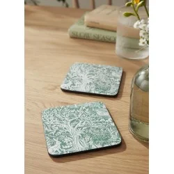 Tapestry Sage by Pimpernel animal and flower coasters on wooden table