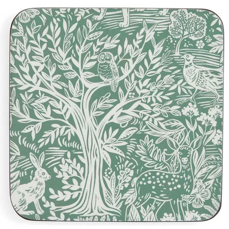 Tapestry Sage by Pimpernel animal and flower drinks coaster set