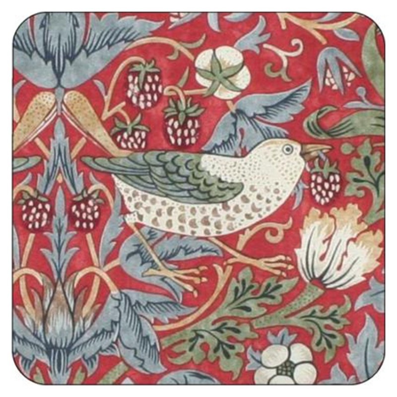 Morris Strawberry Thief Red Coasters by Pimpernel